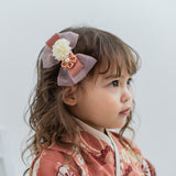 Tsumami hair clip plum ribbon 51018