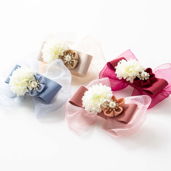 Tsumami hair clip plum ribbon 51018