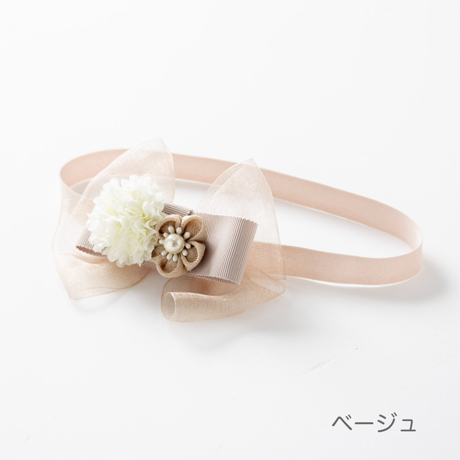 つまみ細工ヘアバンド　うめリボン　51019