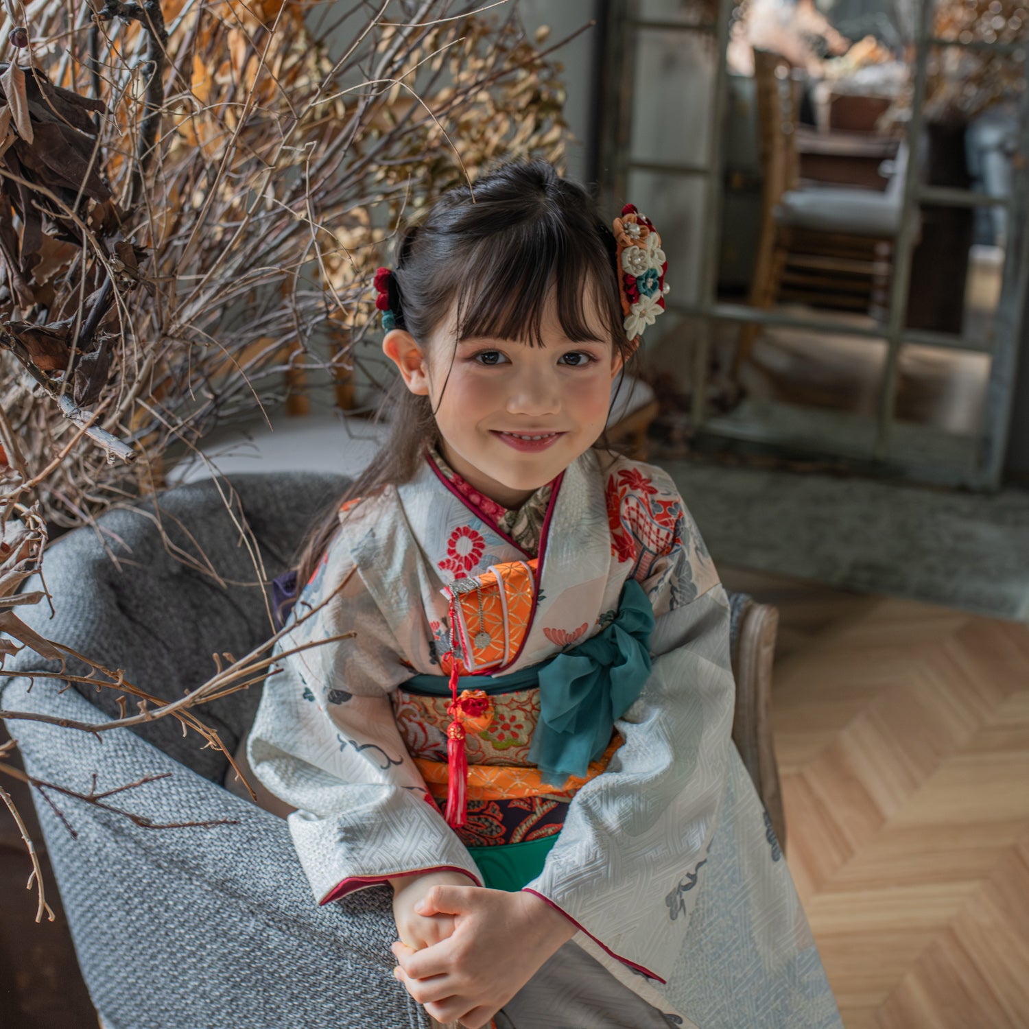 7歳 女の子 レンタル着物｜AG701 – ベビー袴 tsukihana-つきはな-