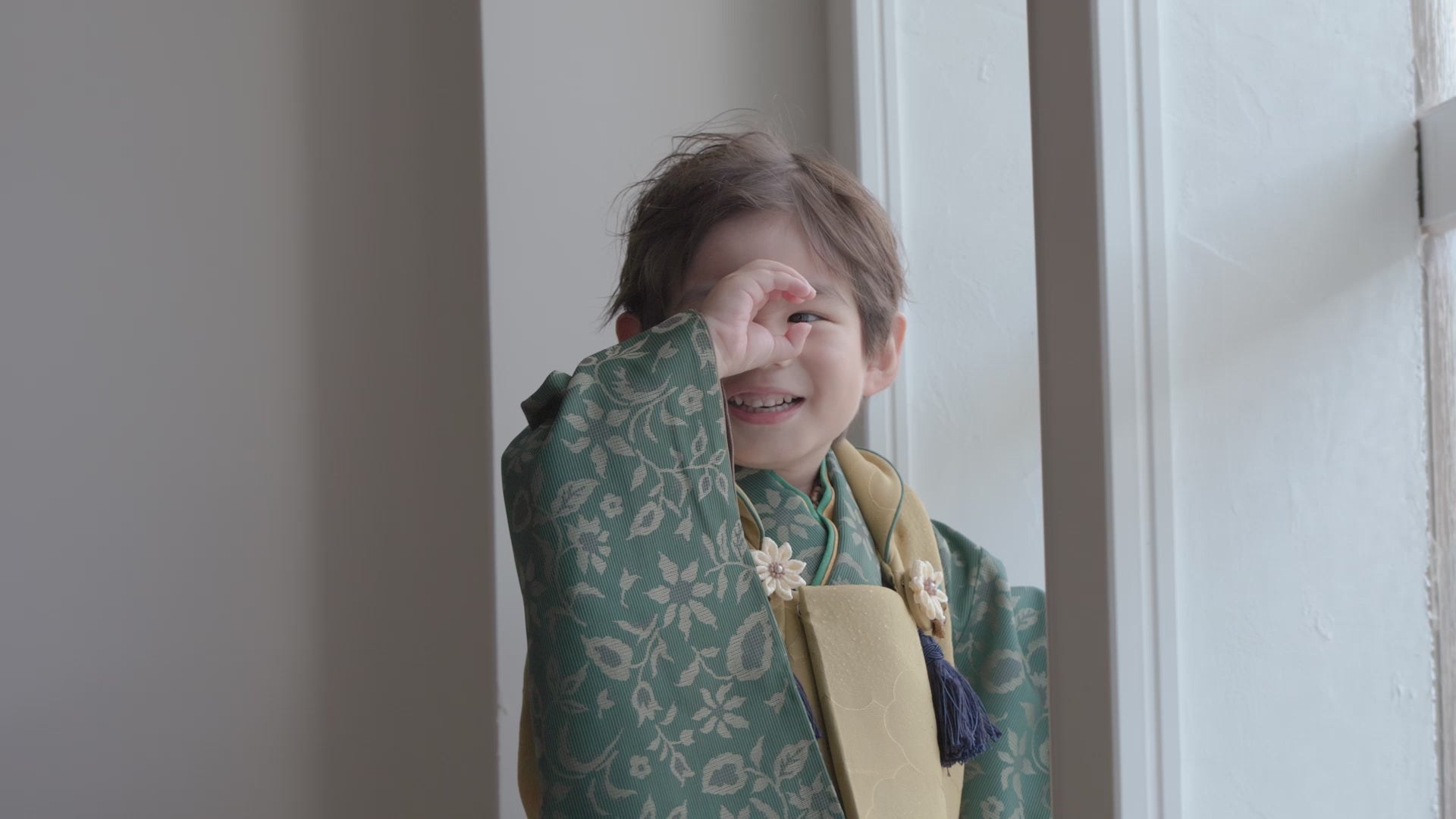 七五三　３歳男の子　被布着物レンタル　着用動画